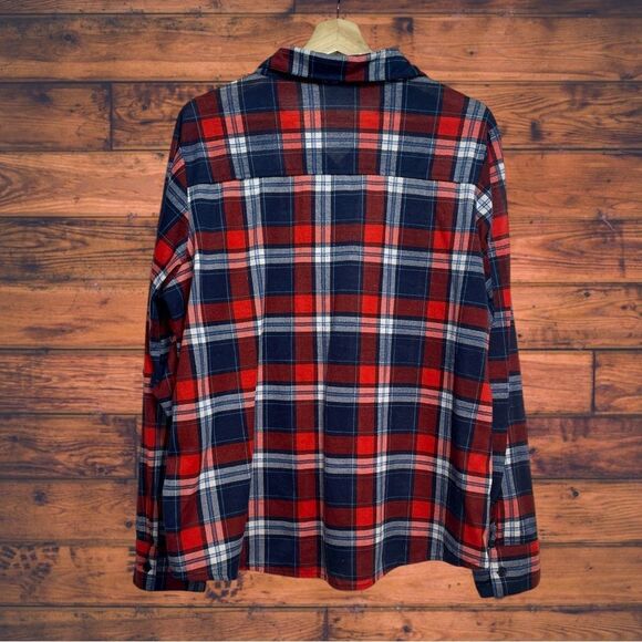 Just Be... Red & Blue Button Front Long Sleeve Plaid Shirt 2X - Picture 2 of 4